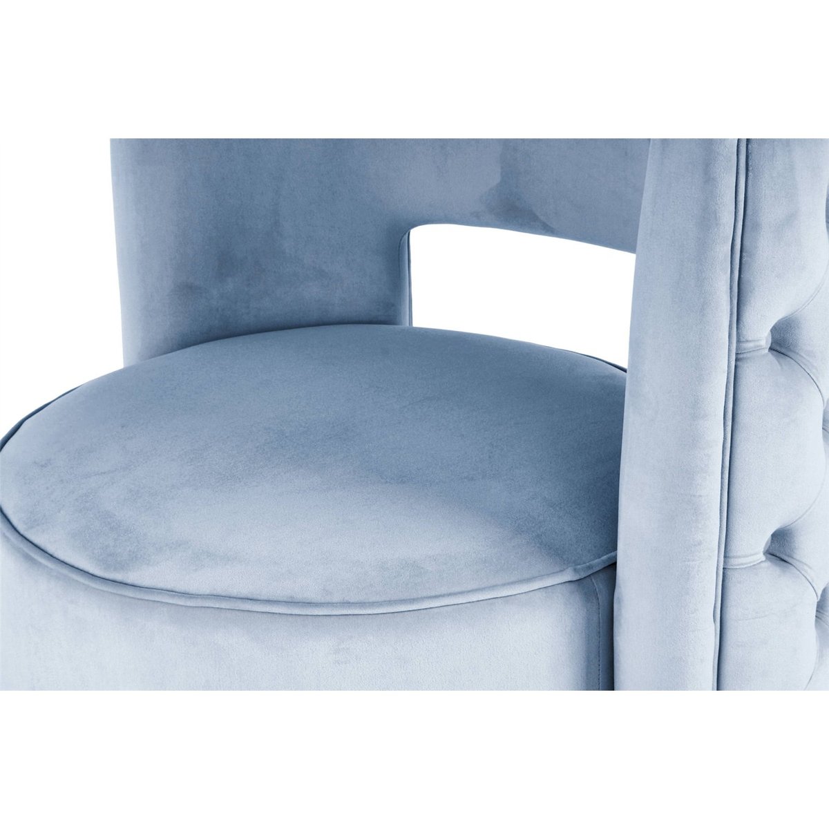 Fauteuil pivotant en velours rond bleu ciel et argenté, ARTE ESPINA