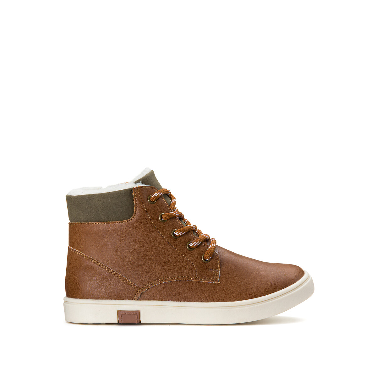 Bottines fourrées zippées et à lacets camel, LA REDOUTE COLLECTIONS