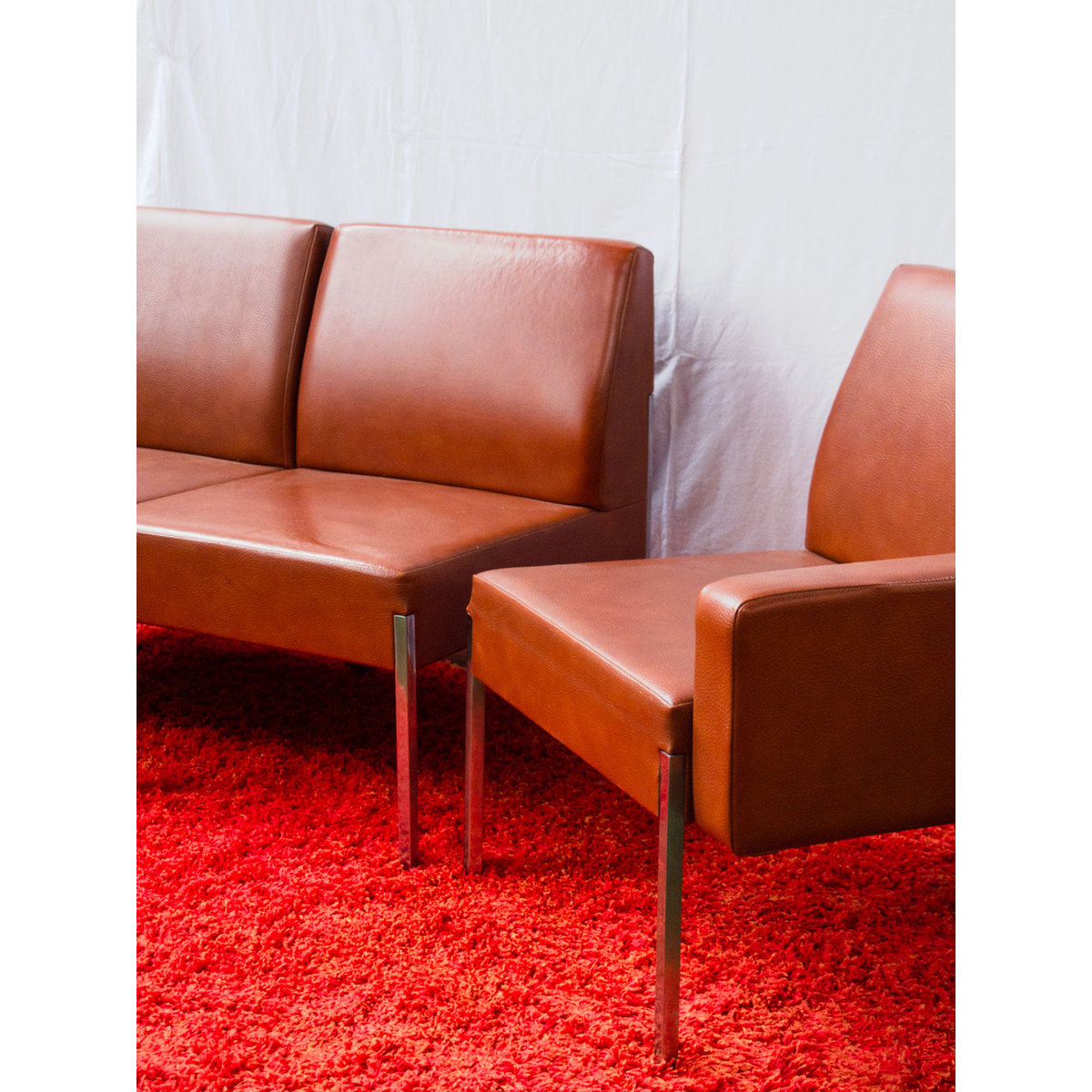 Banquette en skaï marron Clara N°156 - Bon état marron, DEBONGOUT