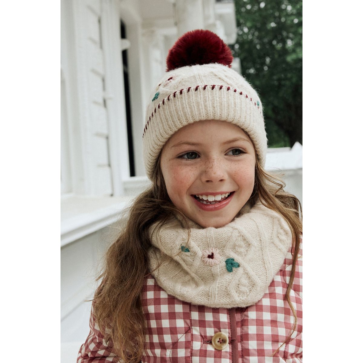 Ensemble bonnet et snood rouge bordeaux, NEXT