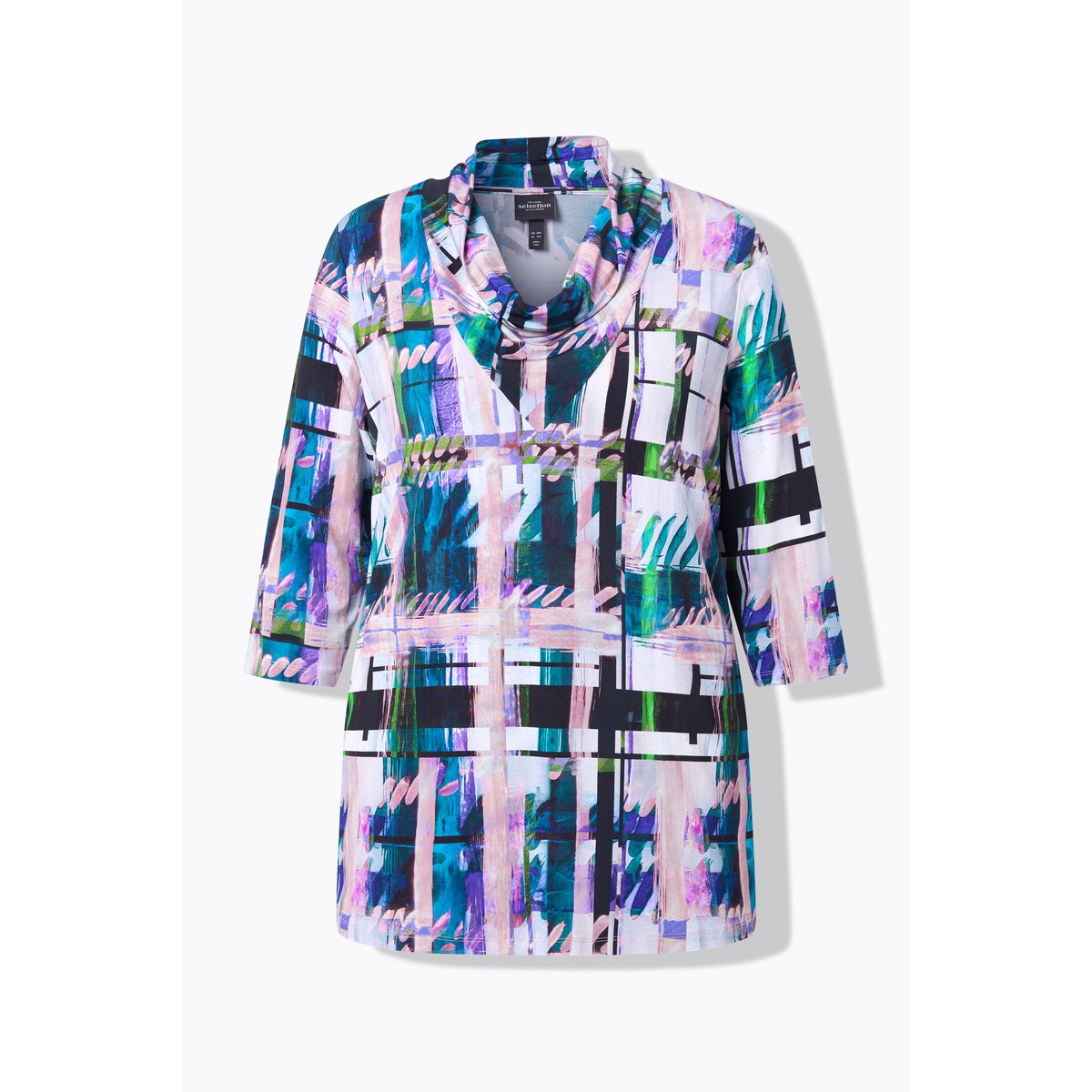 T-shirt en tissu fluide à col bénitier et vert foncé, ULLA POPKEN