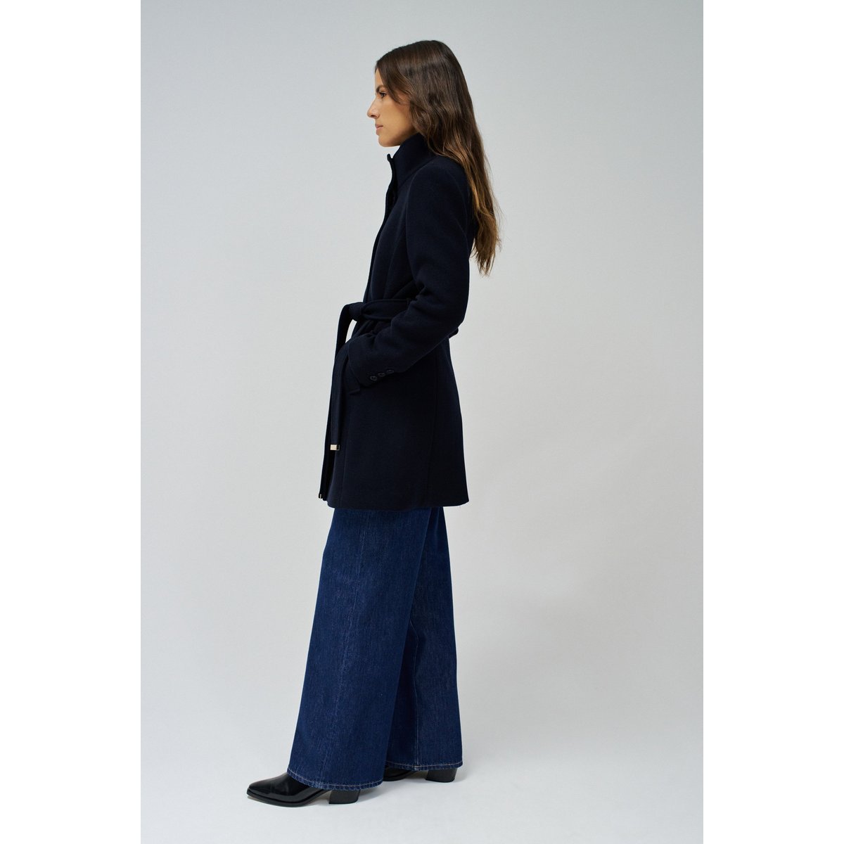 MANTEAU GRACE EN TISSU AVEC CEINTURE noir, SALSA JEANS