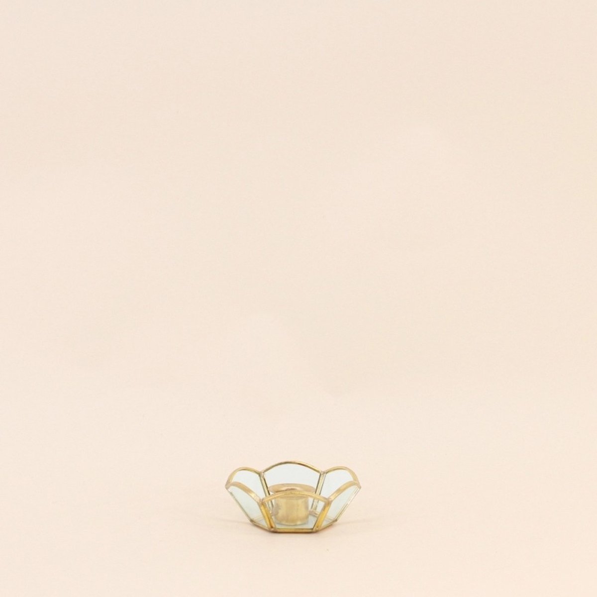 Lot de 2 bougeoirs en verre et métal doré doré, ORNAMI