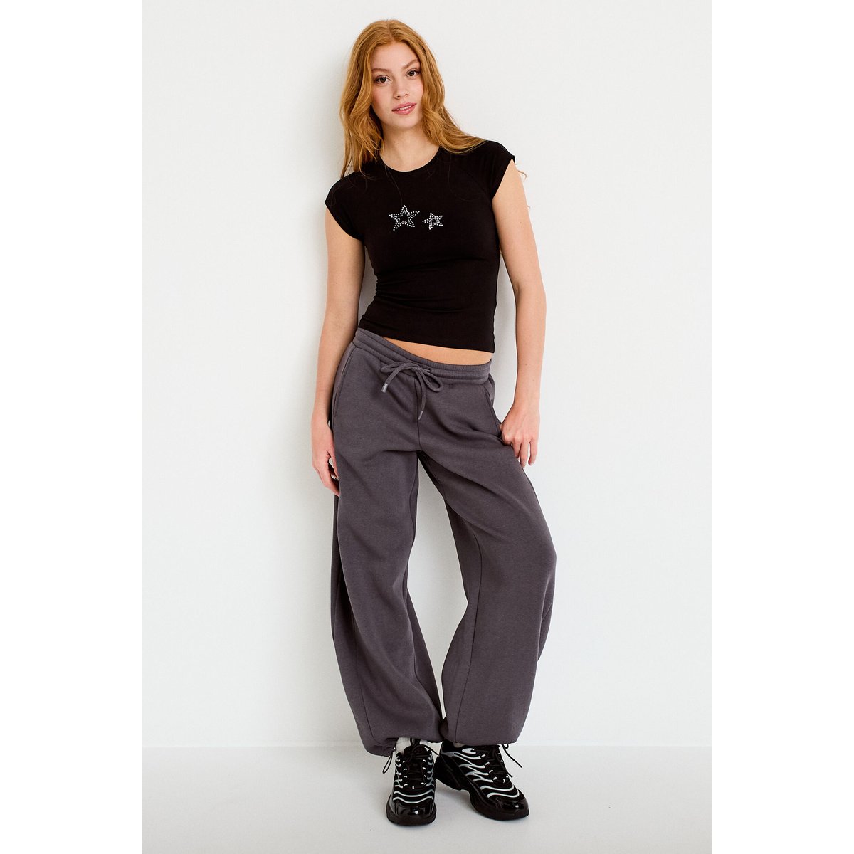 Jogging large taille basse gris foncé, CACHE CACHE