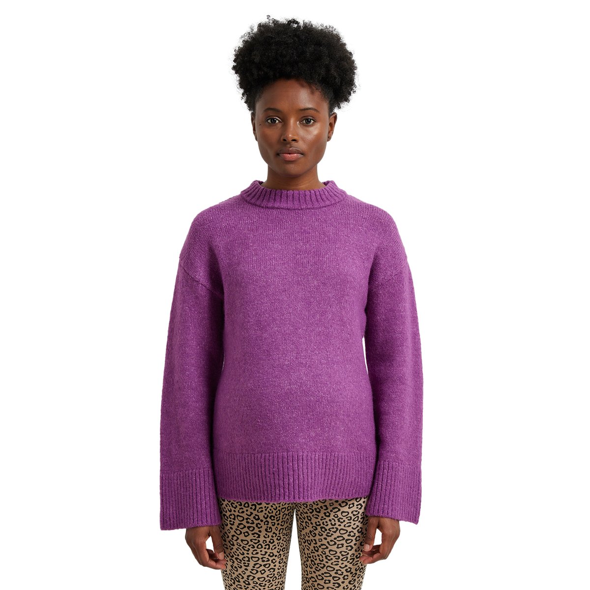 Pull col rond grossesse maille jersey avec laine fuchsia, VERTBAUDET