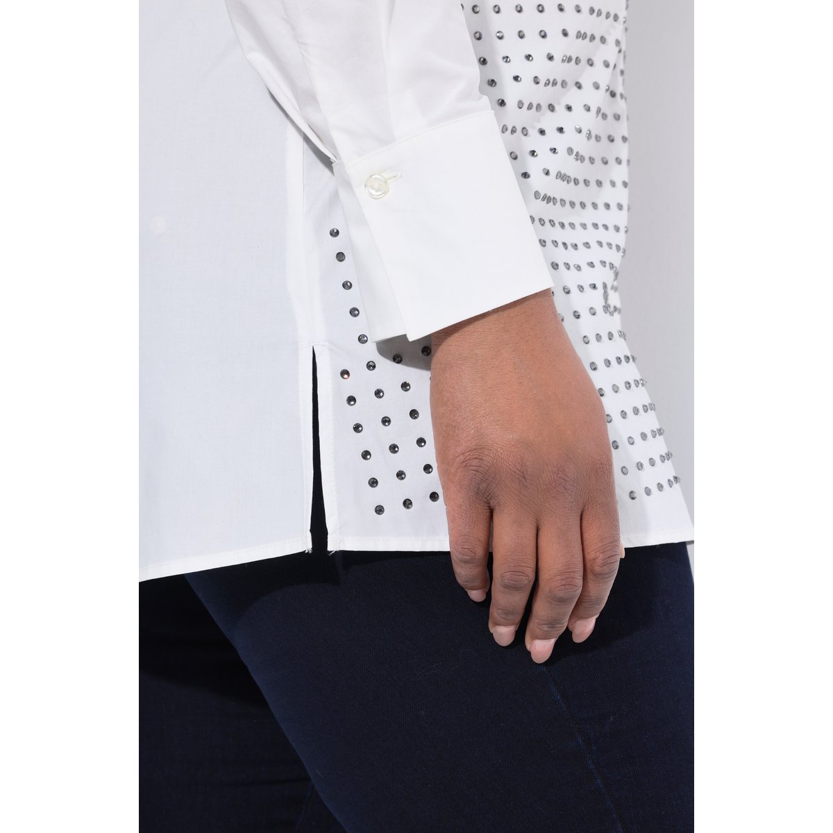 Chemisier évasé avec strass blanc neige, ULLA POPKEN