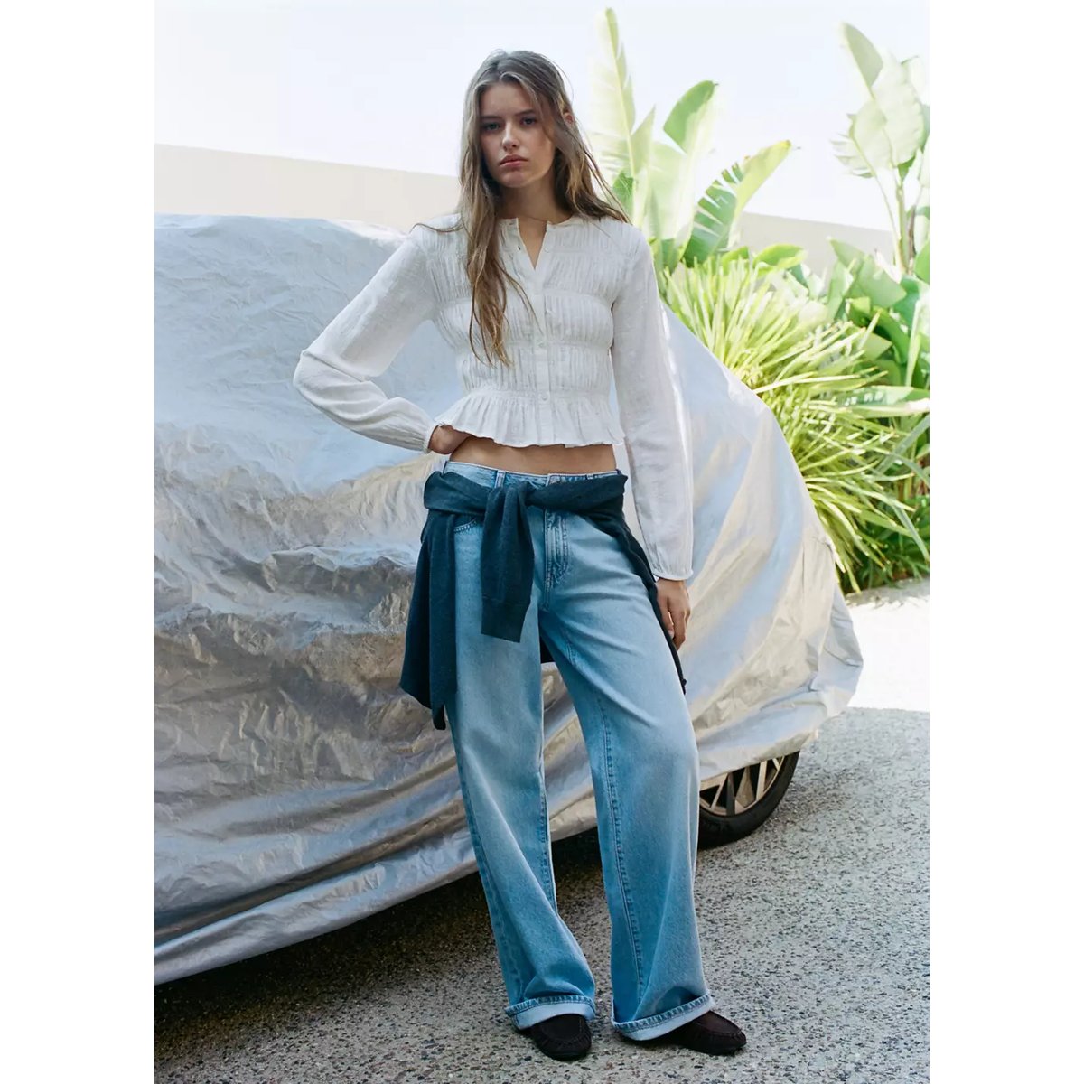 Blouse détails froncés blanc cassé, MANGO TEEN