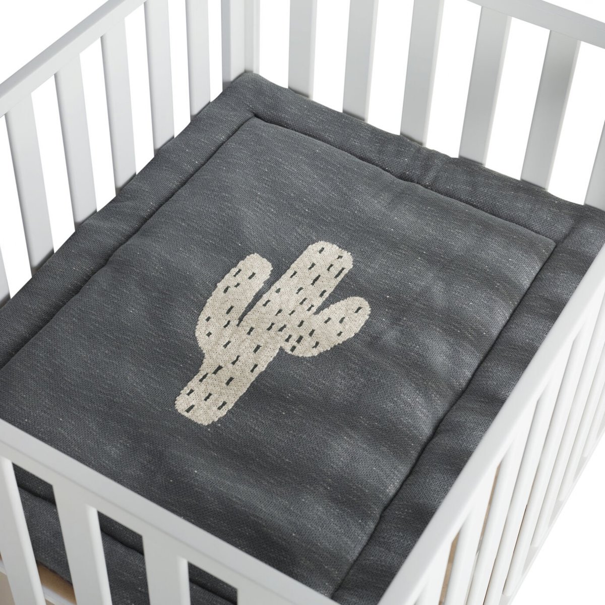 Tapis de parc gris tricot cactus, QUAX