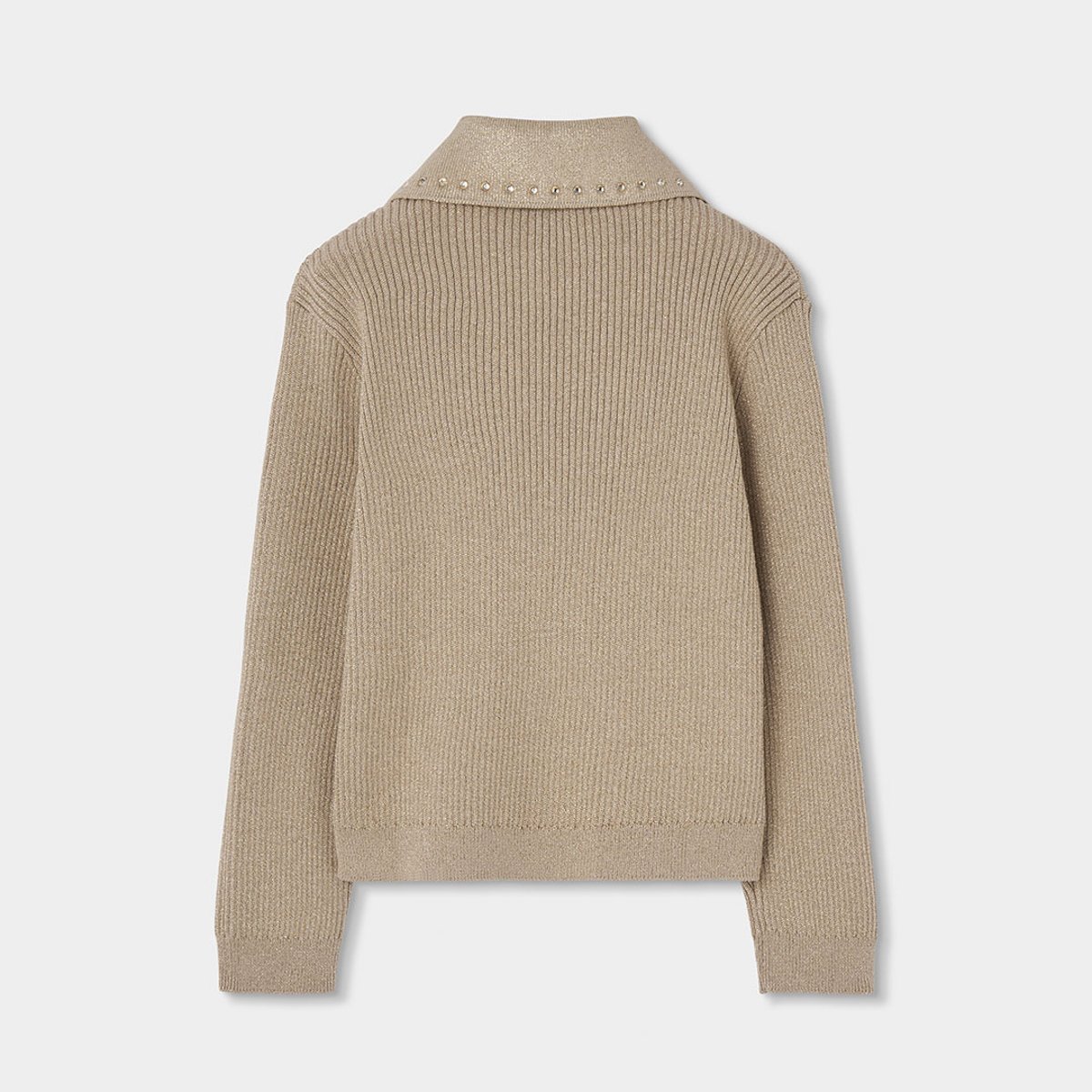 Pull fille avec col à revers et clous jaune, BOBOLI