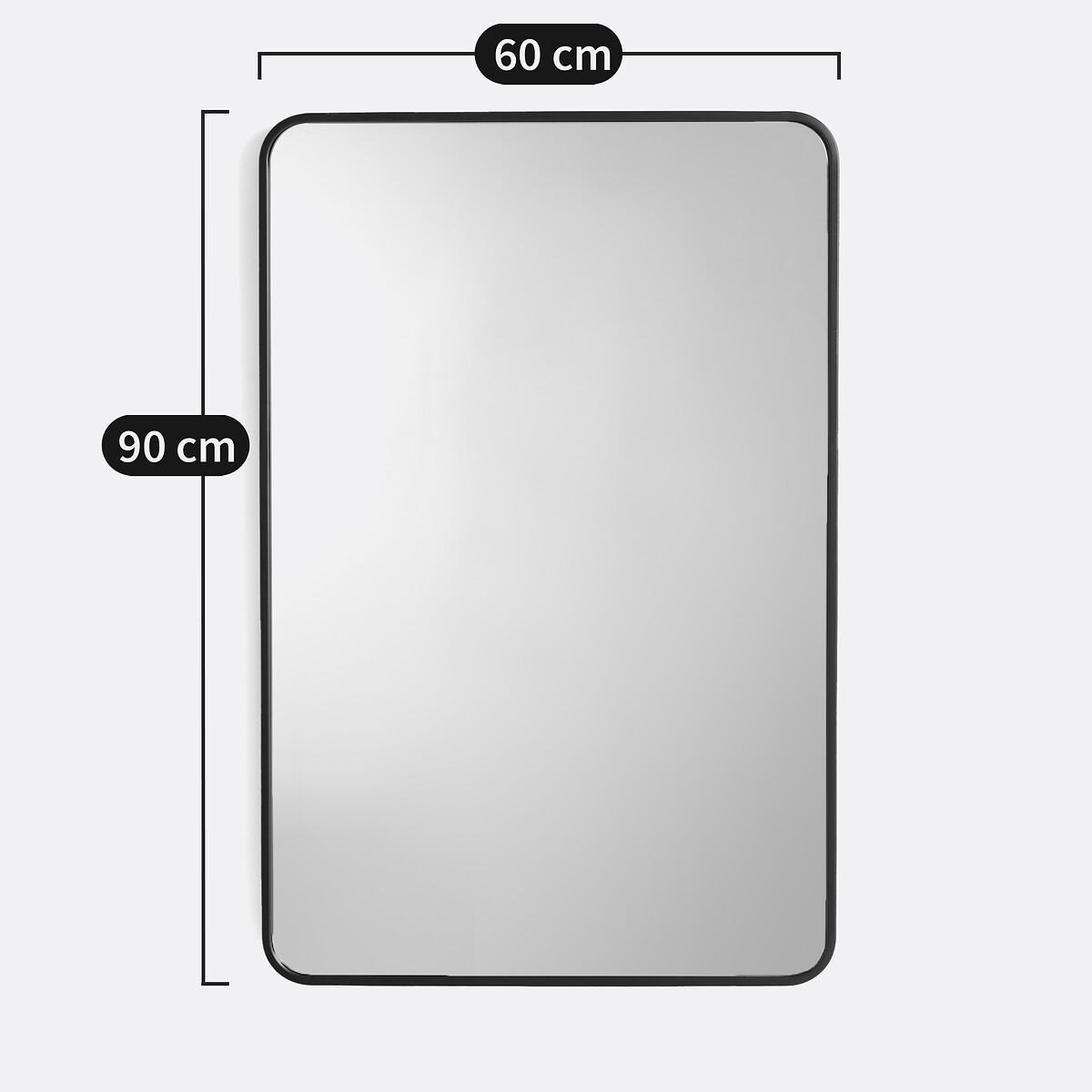 Miroir rectangulaire, en métal fer, largeur 60 x hauteur 90 cm, IODUS noir, LA REDOUTE INTERIEURS