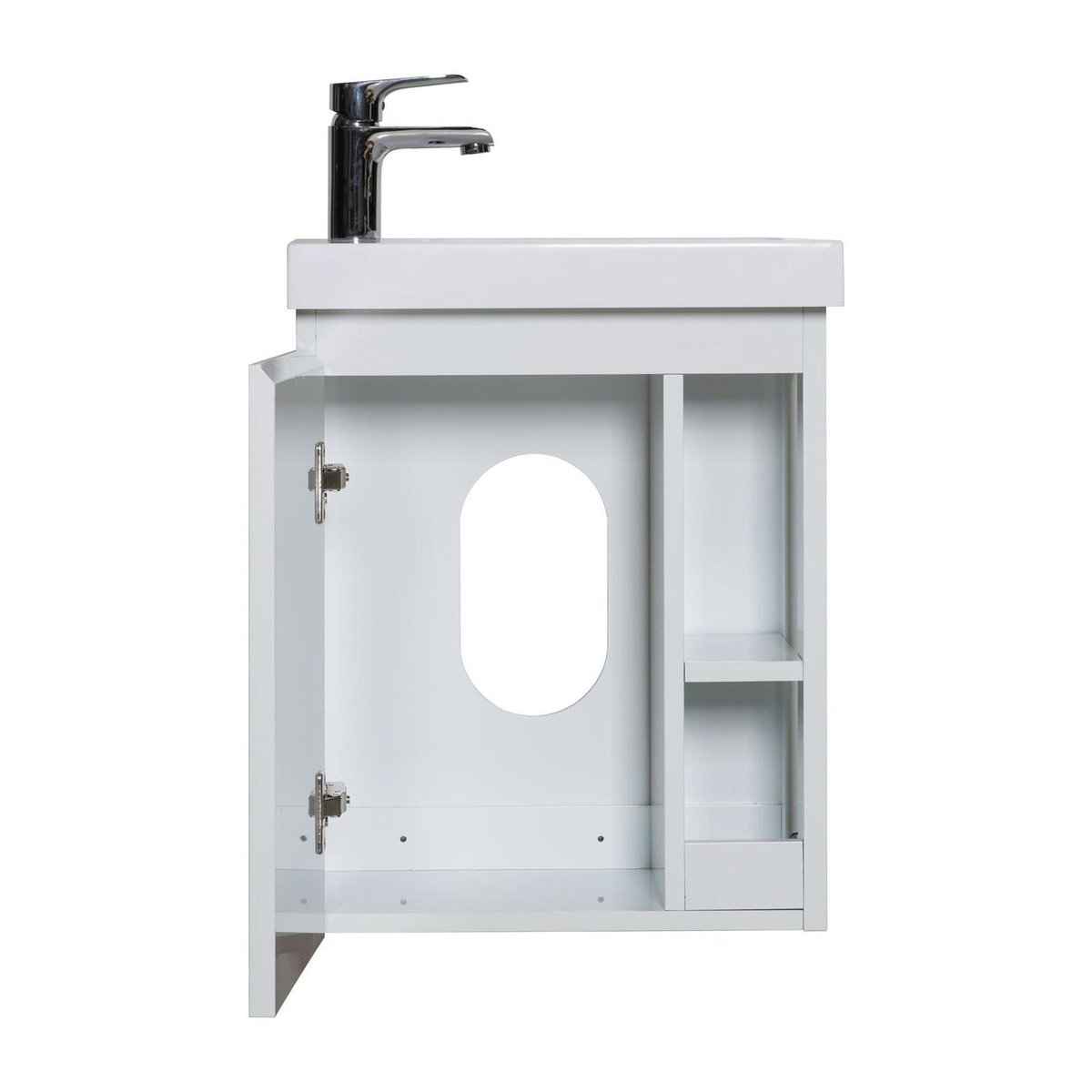 Ensemble lave-mains avec robinet chromé et miroir HAMPTON blanc brillant, MOB IN