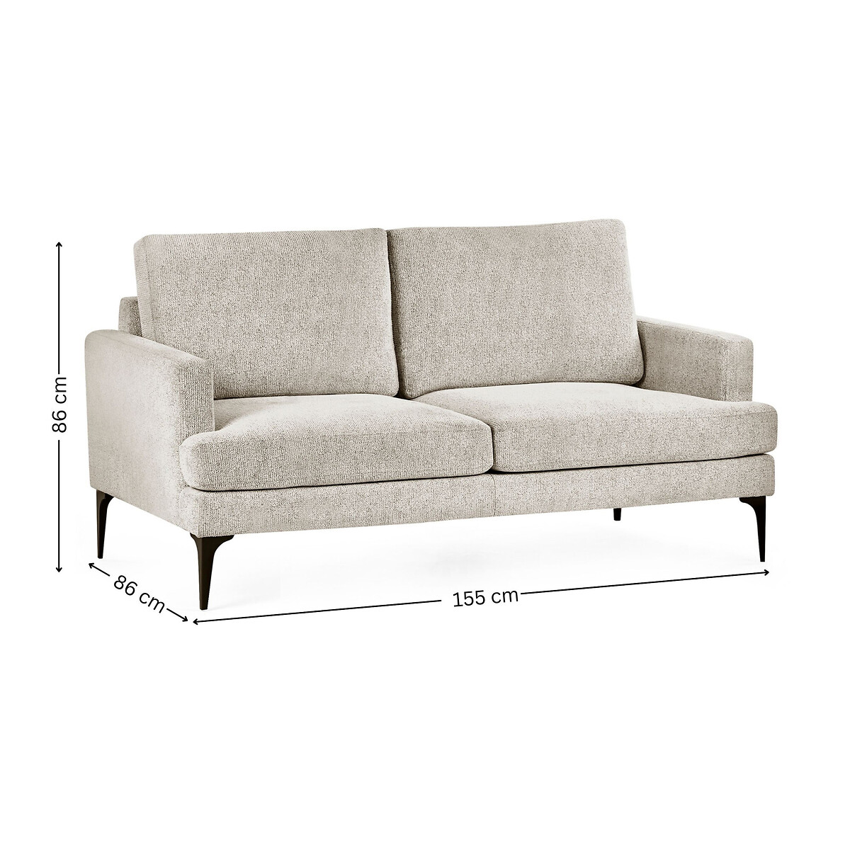 Cestia Chenille Upholstered 2 Seater Sofa oyster, SO'HOME