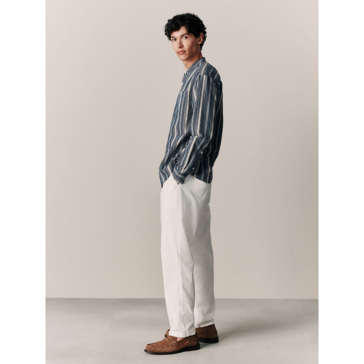 Chemise manches longues rayée bleu, NEXT