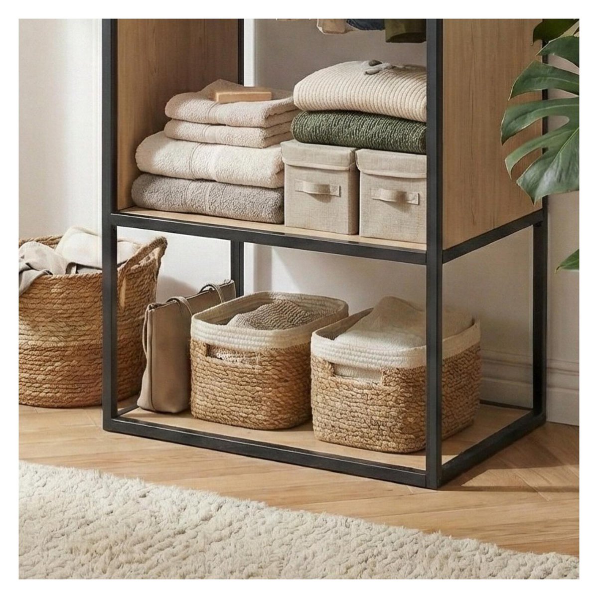 Portant vêtements en bois et métal gris OSLO gris anthracite, MOB IN
