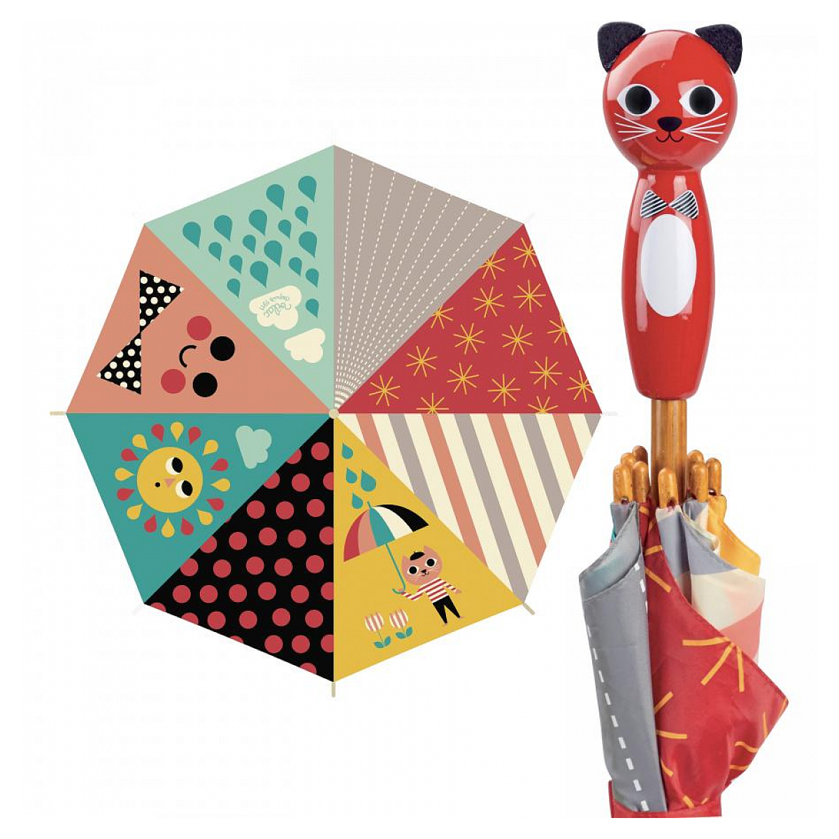 Parapluie Original Chat Ingela P. Arrhenius Protection Amusante Contre la Pluie rouge, VILAC