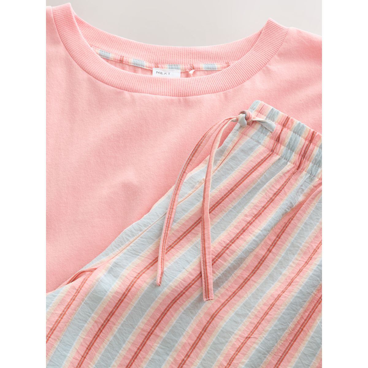 Pyjama manches courtes rose corail rayé, NEXT