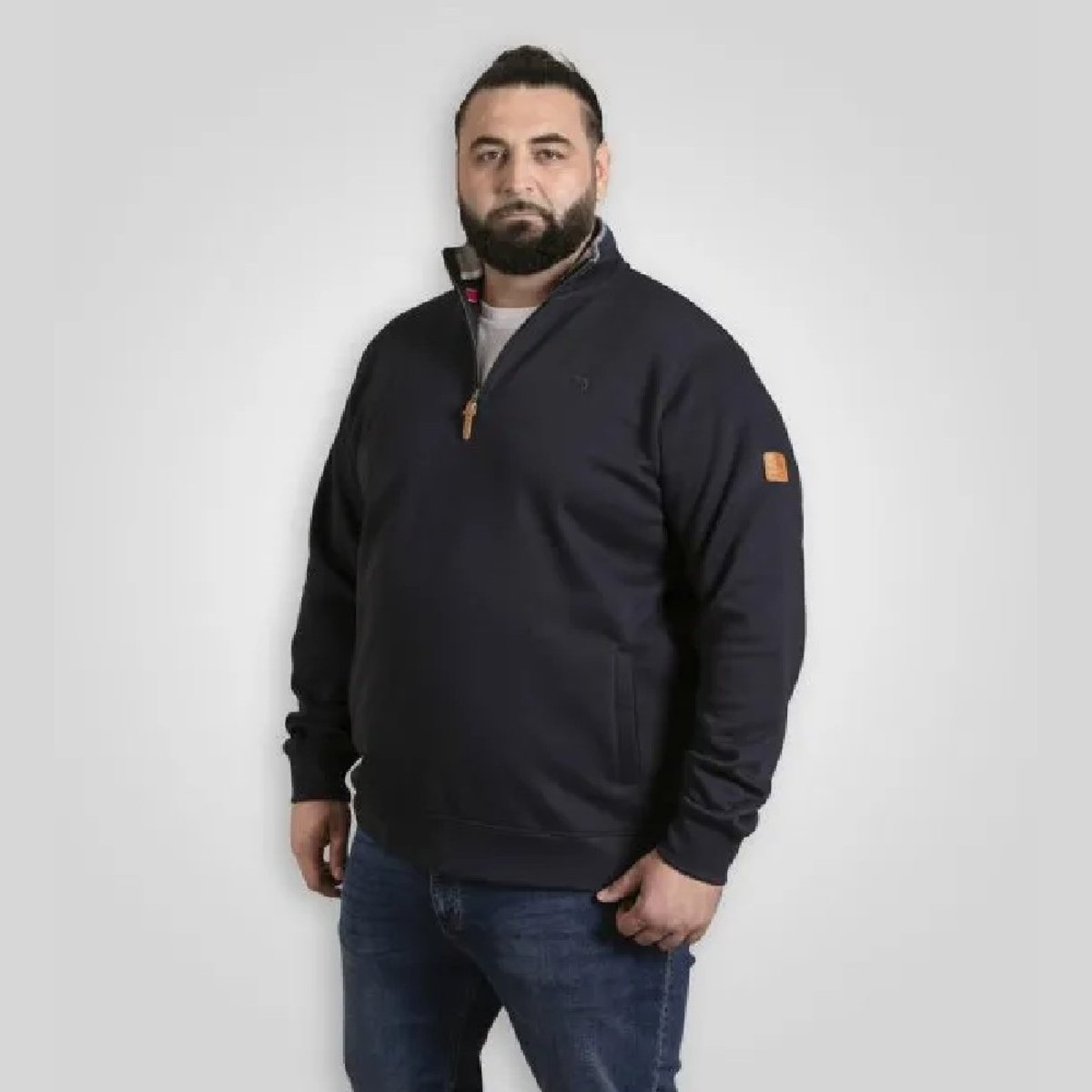Sweat à col montant zippé motif/style logo brodé RUSSEL noir, DUKE