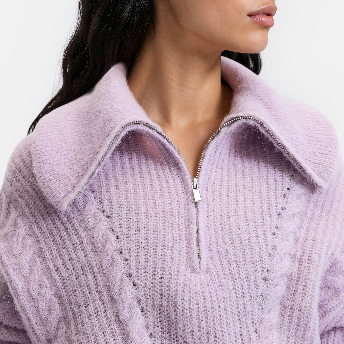 Pull col camionneur torsadé en alpaga mélangé violet lilas, LA REDOUTE COLLECTIONS