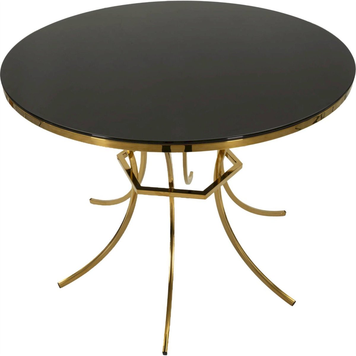 Table à manger en verre plateau fumé GLAM doré et noir, RECOLLECTION
