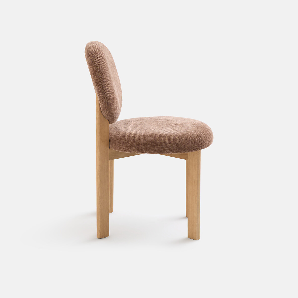 Chaise forme organique, en chêne massif et tissu texturé, ORGA caramel, LA REDOUTE INTERIEURS