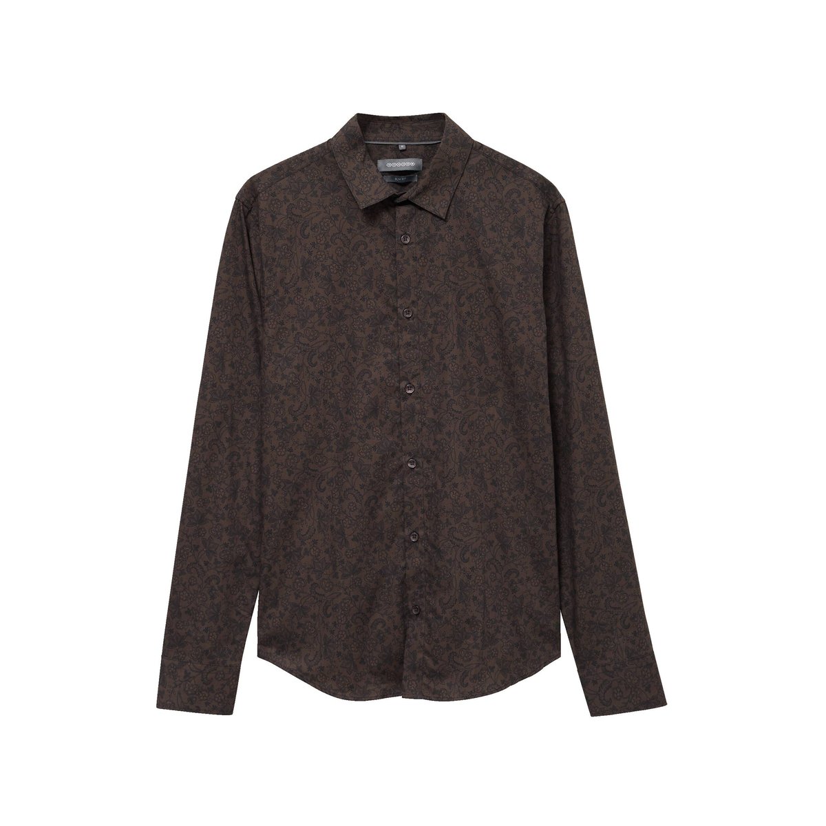 Chemise cintrée manches longues en coton noir, BONOBO