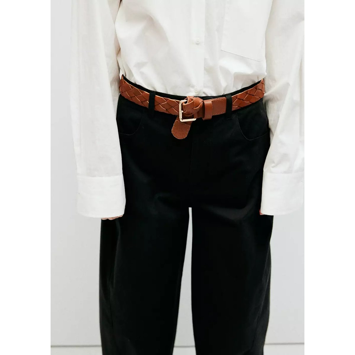 Pantalon ballon taille normale noir, MANGO