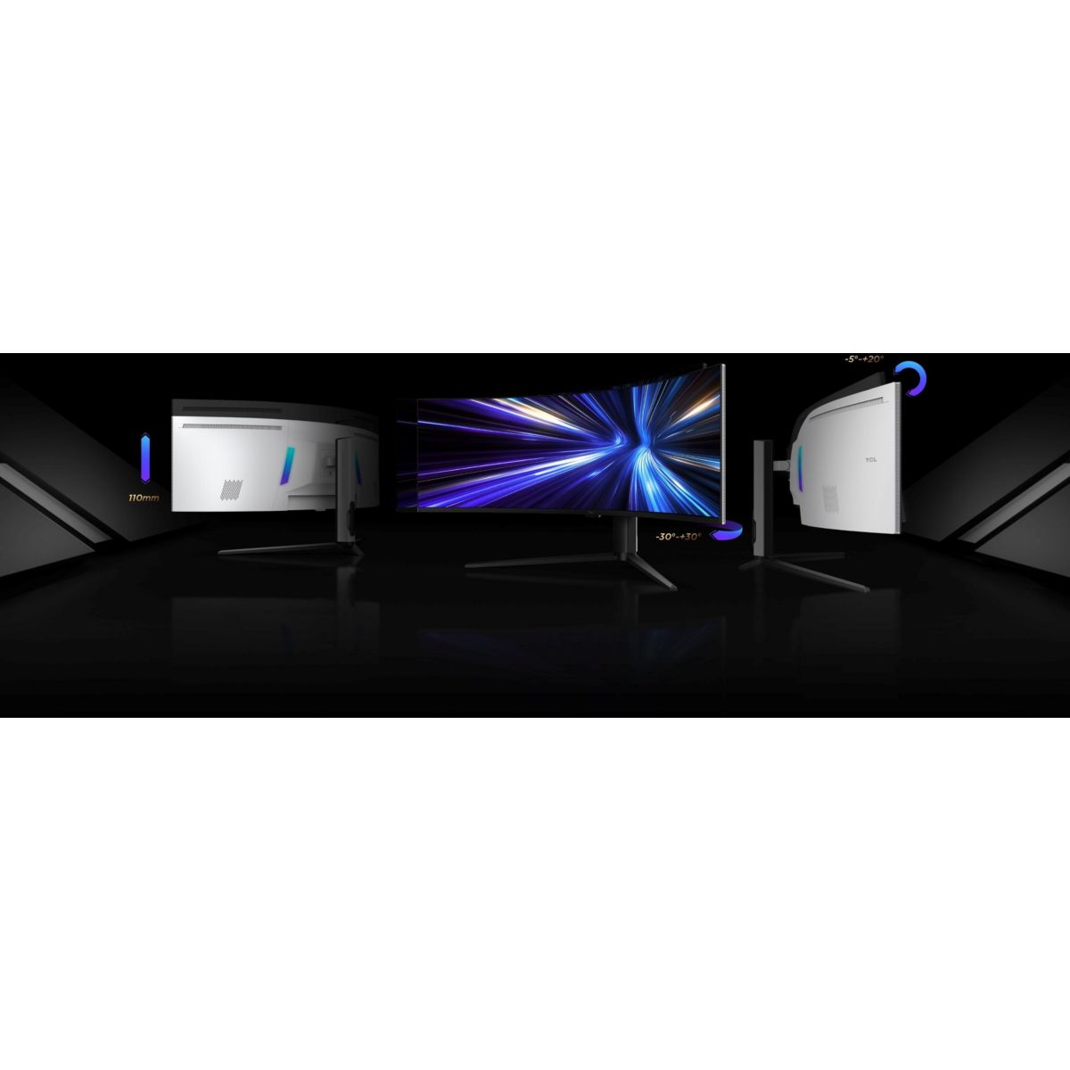 Ecran PC Gamer 57R94 57" Incurvé 1000R DUHD 120Hz VA MiniLED HDR 1000 AMD FreeSync couleur unique, TCL