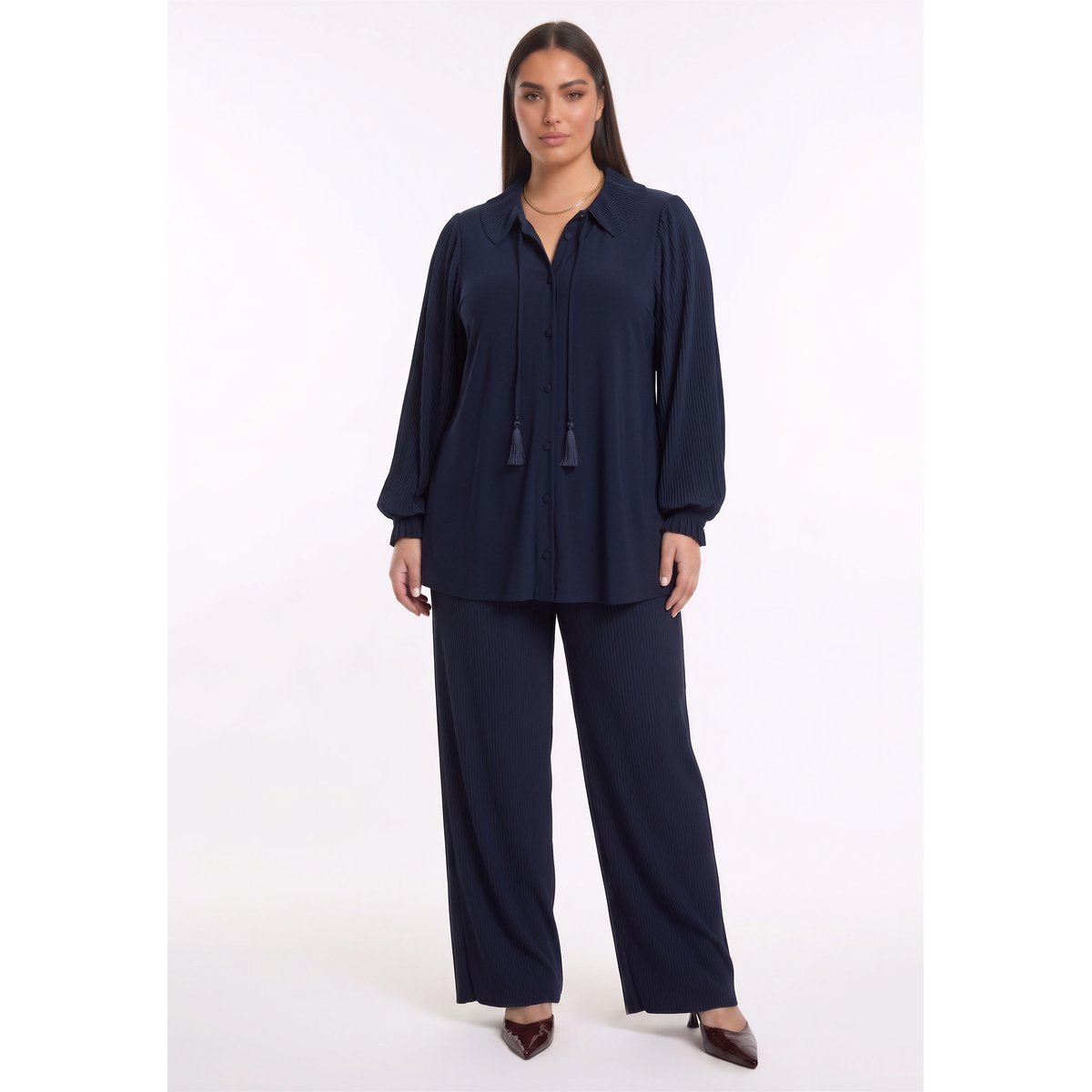 Pantalon plissée / plissé bleu, YOEK