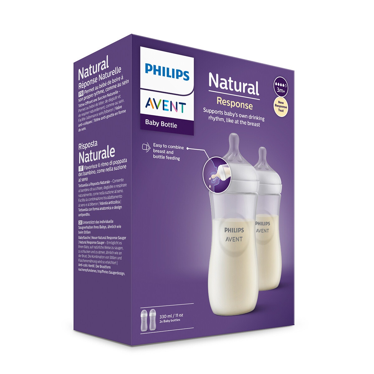 Lot de 2 biberons natural SCY906/02 transparent, PHILIPS AVENT