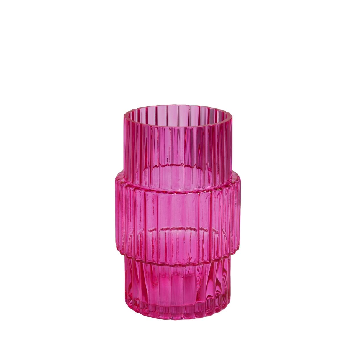 Petit vase en verre côtelé rose, NEXT