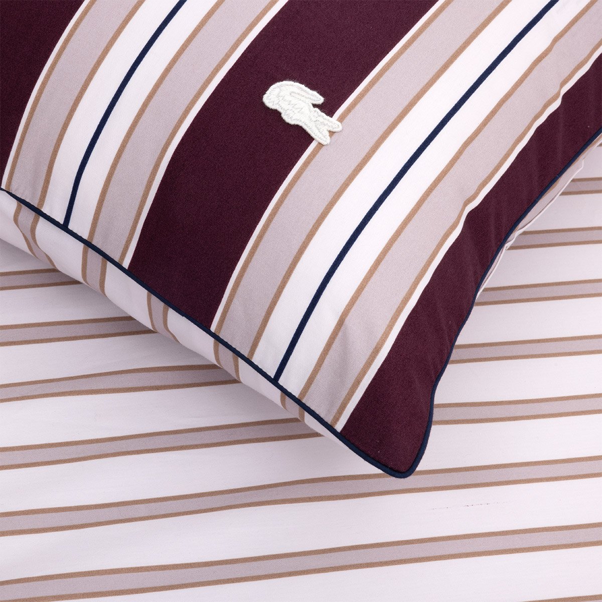 Taie d'oreiller en percale de coton, L COTTAGE rouge, LACOSTE HOME