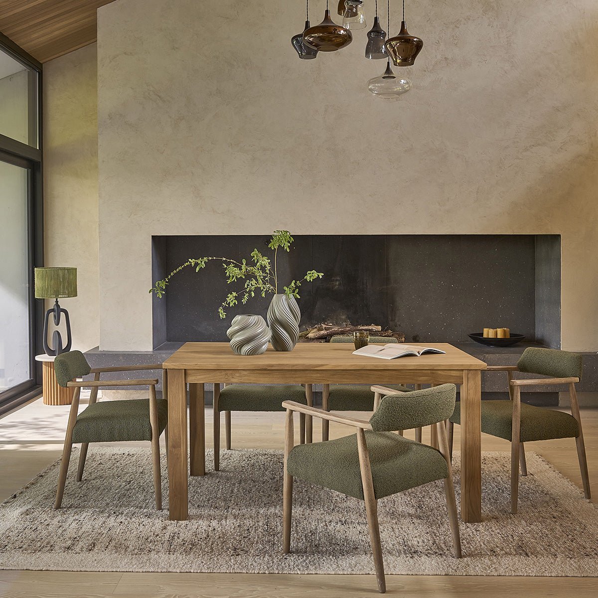 Chaise en bois de chêne et bouclette  LUISA kaki, BERAH GETAH