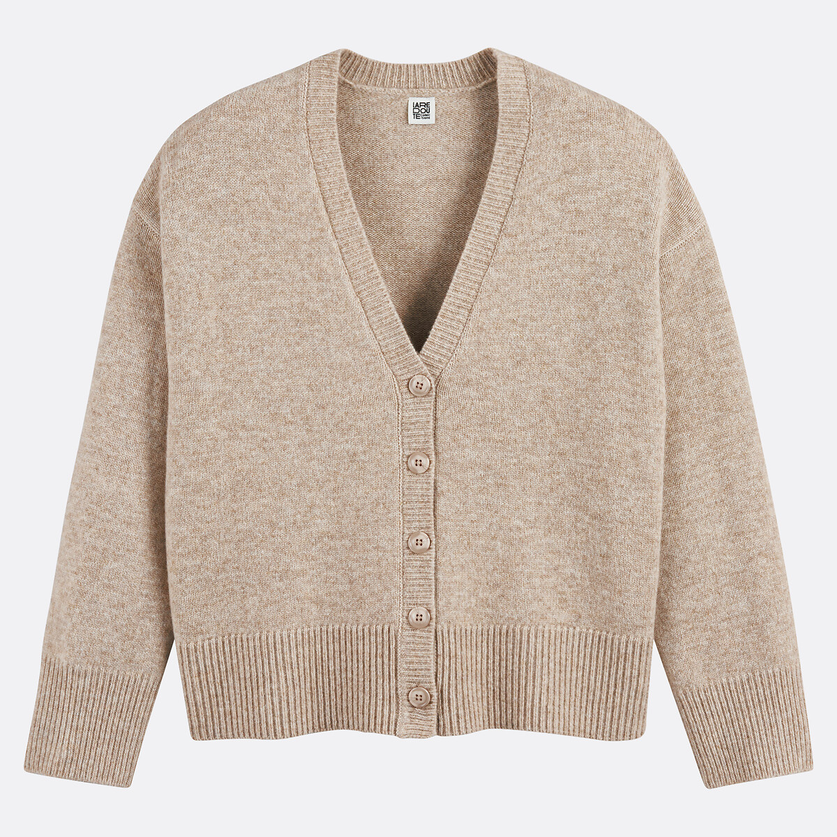 Gilet loose, en laine, en grosse maille beige chiné, LA REDOUTE COLLECTIONS