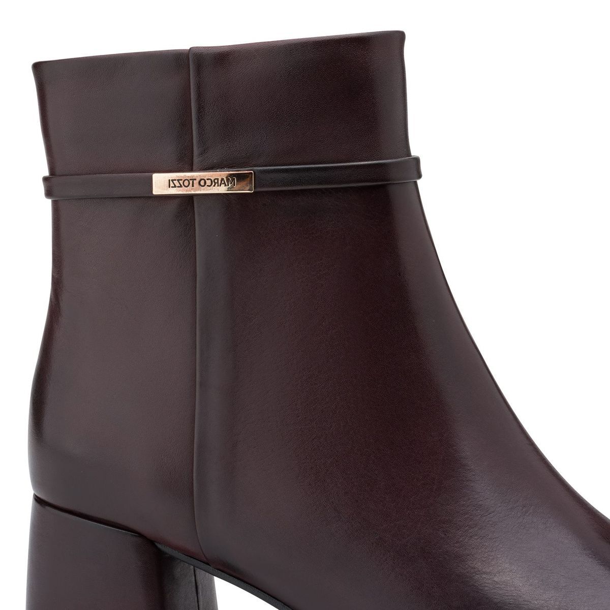 Bottine talon bloc rouge bordeaux, MARCO TOZZI