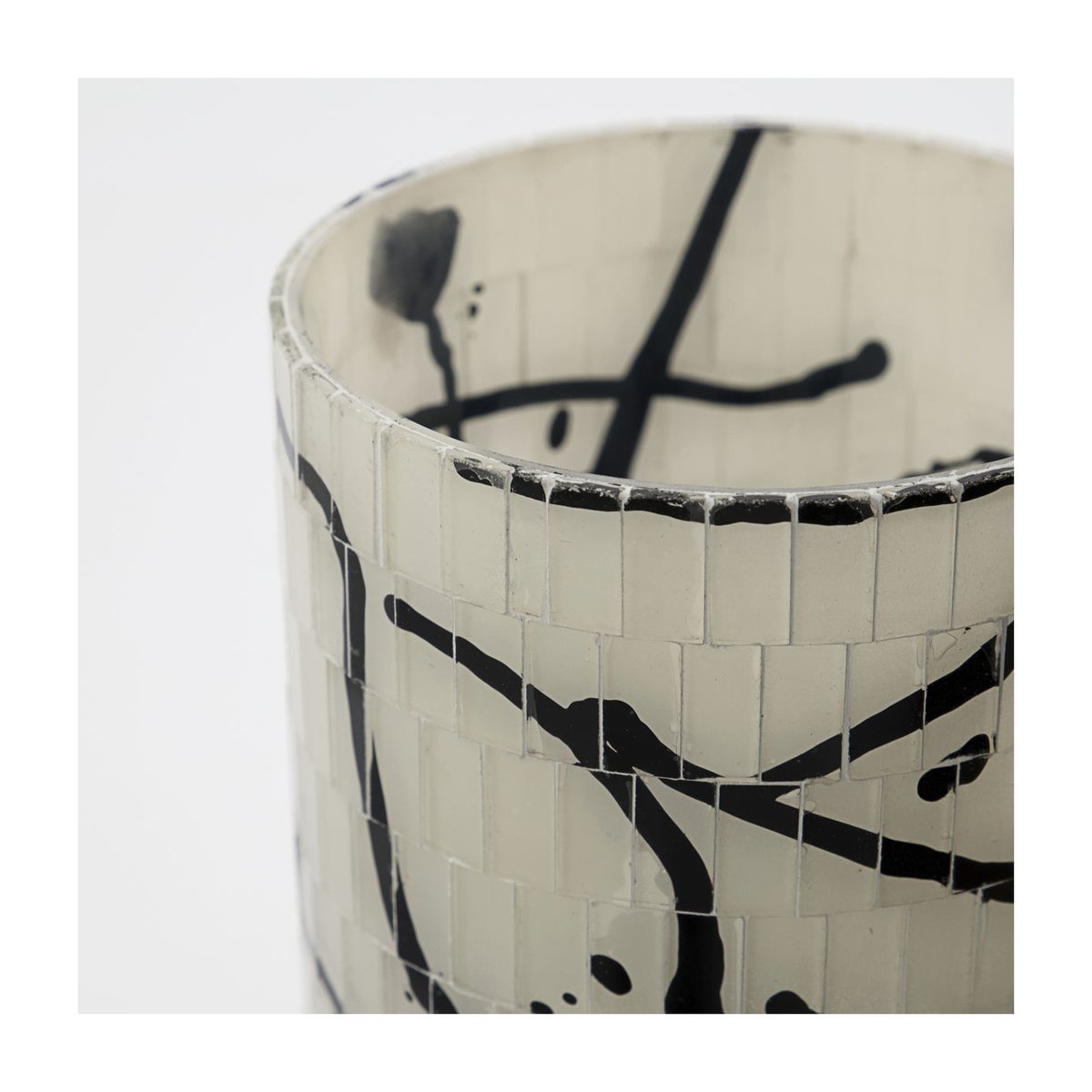 Photophore Vana h 12cm noir et blanc, HOUSE DOCTOR