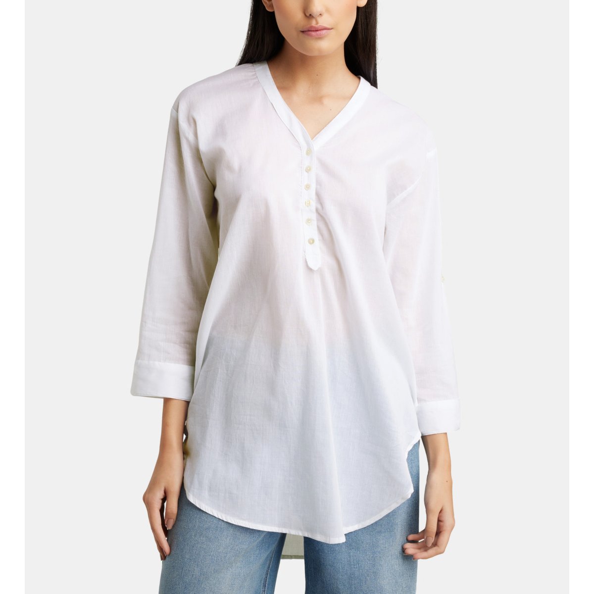 Tunique fluide legant en coton bio blanc, GALERIES LAFAYETTE