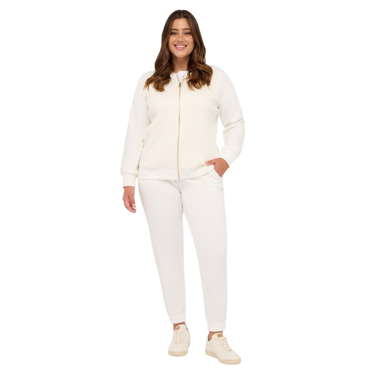 Sweat-shirt zippé en double tissu violet, FIORELLA RUBINO