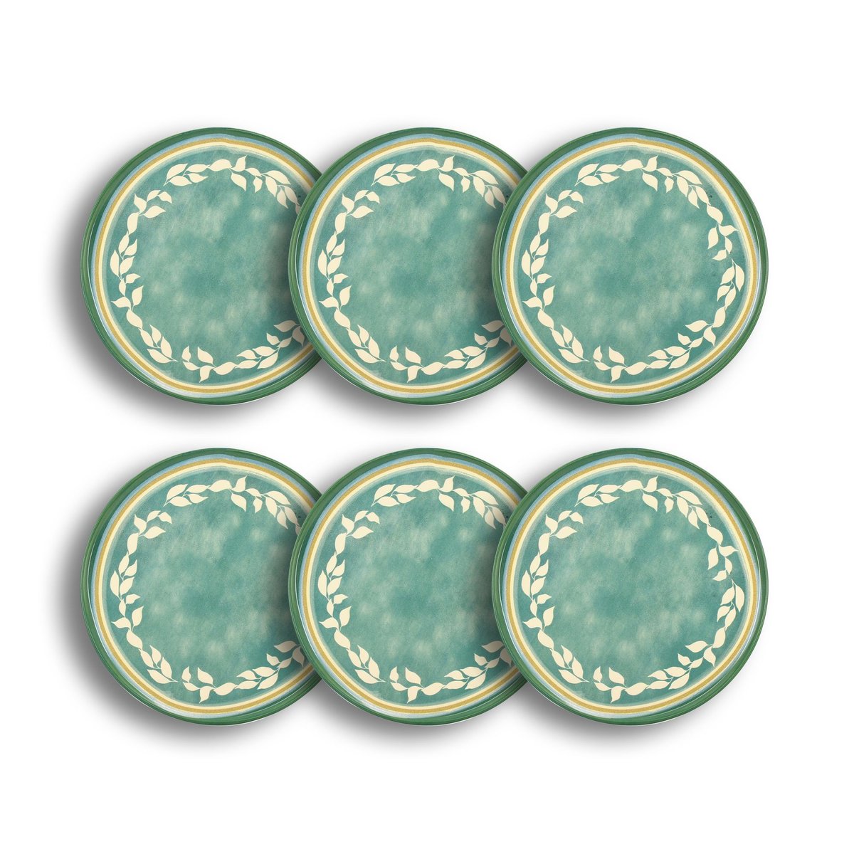 Lot de 6 assiettes plates en faïence 28cm, CAPRIA vert, NOVASTYL