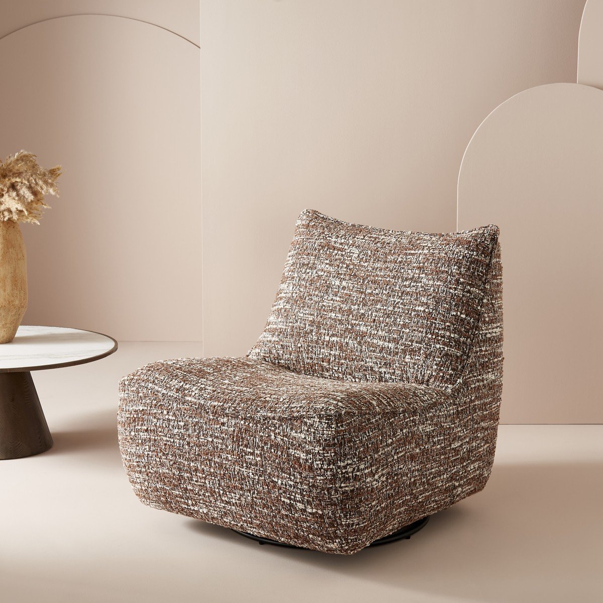 Fauteuil pivotant en tissu L85 cm - LUKE marron, CALICOSY