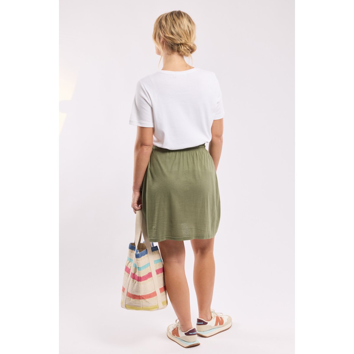 Jupe taille élastiquée en coton et modal military, ARMOR-LUX