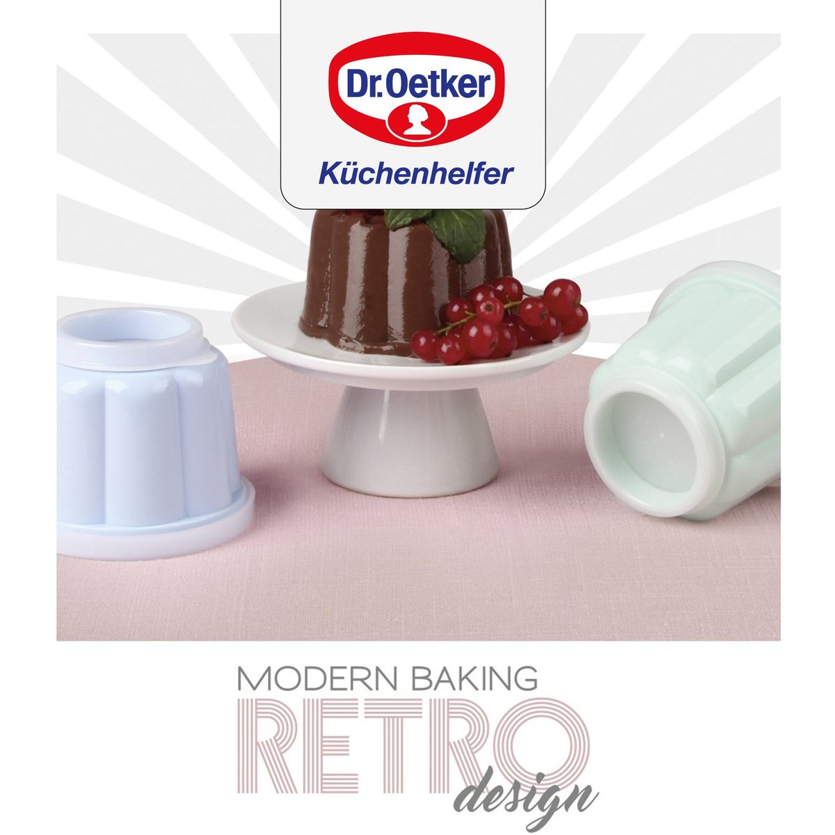 Lot de 6 moules à flans avec couvercle RETRO coloré, DR OETKER