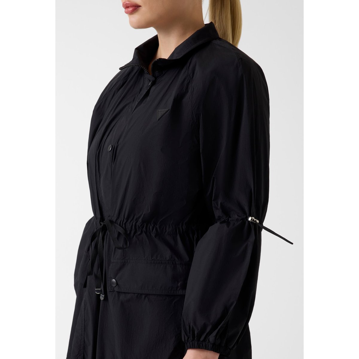Trench Maxi En Nylon noir, GUESS