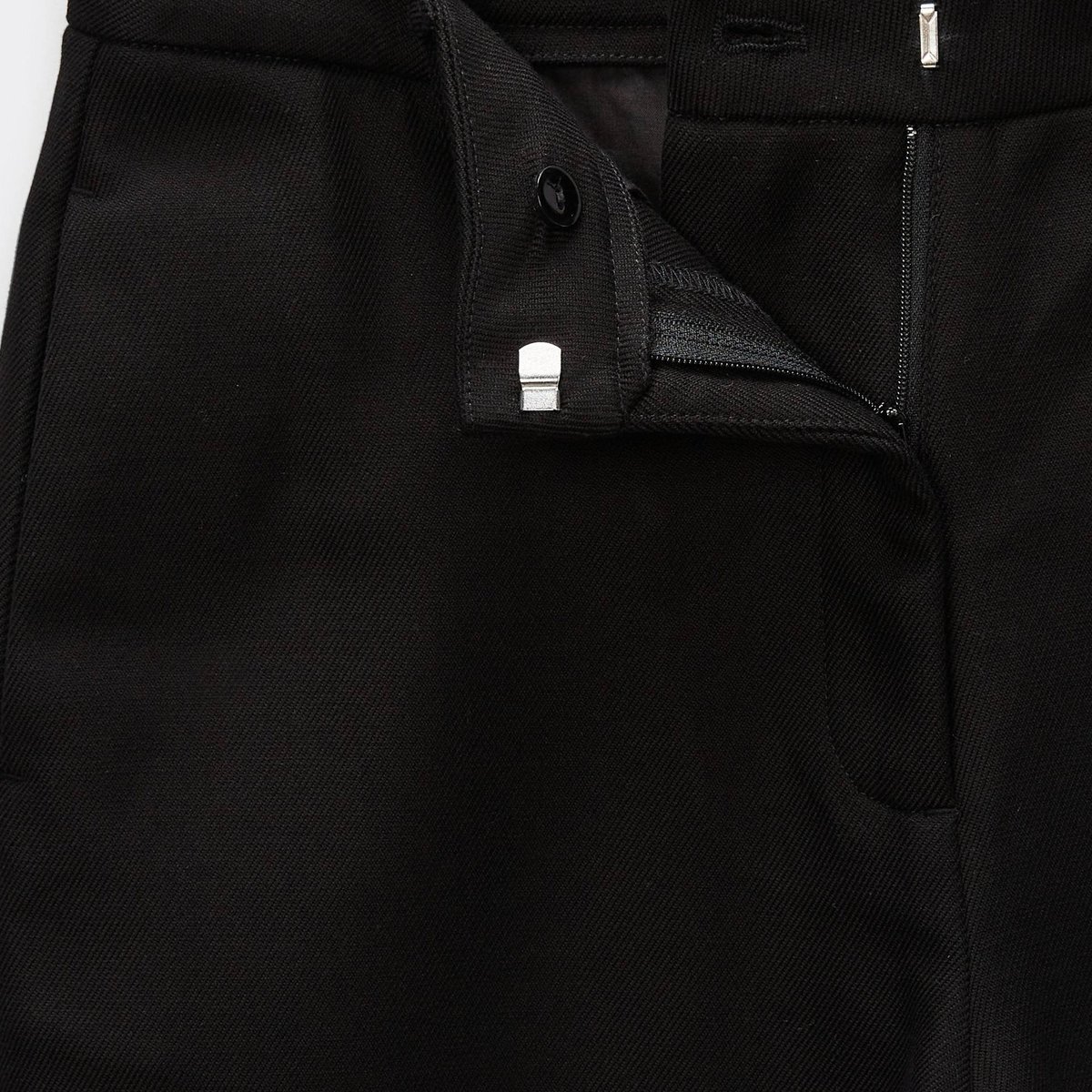 Pantalon large fluide uni noir, MONOPRIX