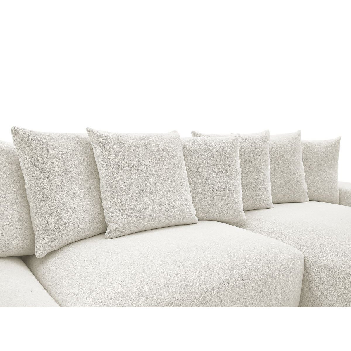 Canapé panoramique convertible 6 places en tissu chiné, VOLTAIRE blanc, BOBOCHIC