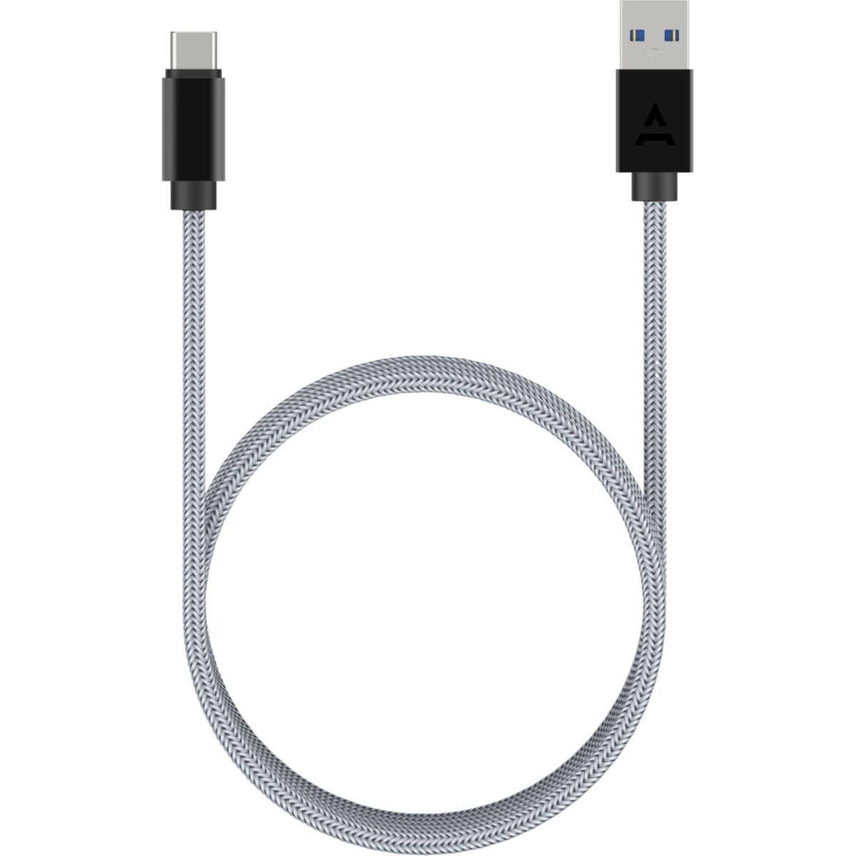 Câble USB C vers USB 2M tressé Gris couleur unique, ADEQWAT