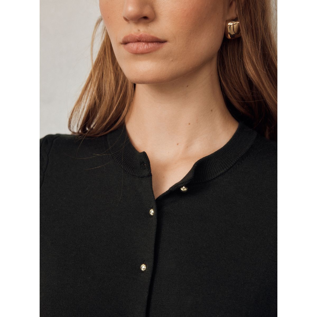 Cardigan ras du cou en coton majoritaire doux noir, NEXT