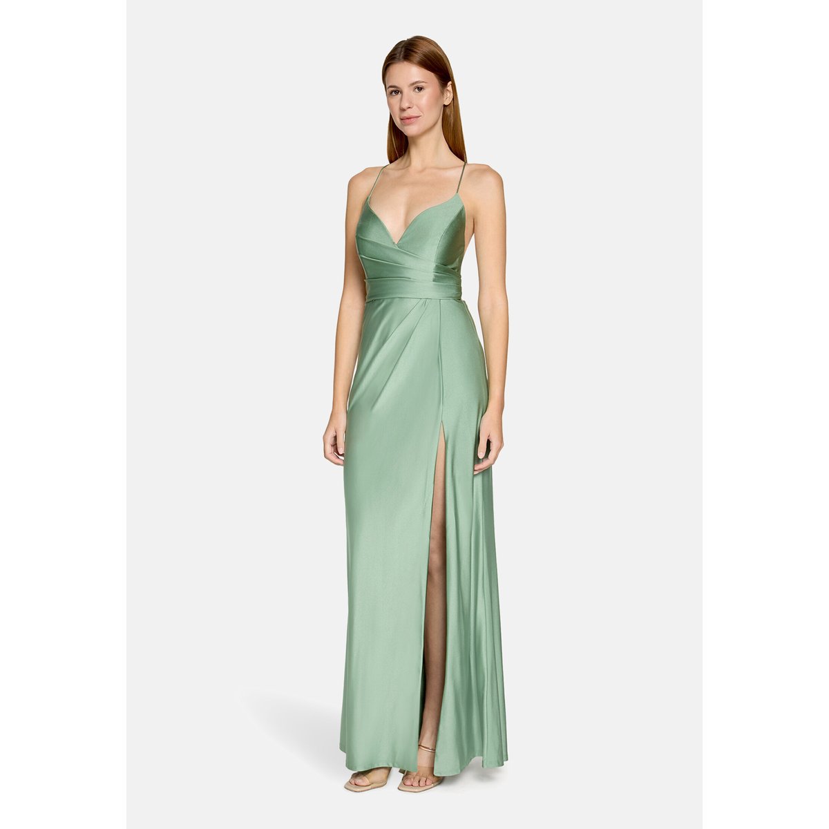 Robe de soirée dos-nu foggy green, VERA MONT