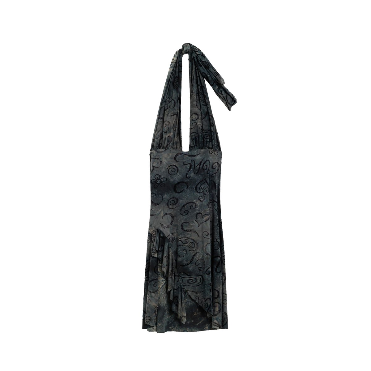 Robe halter floquée noir, DESIGUAL