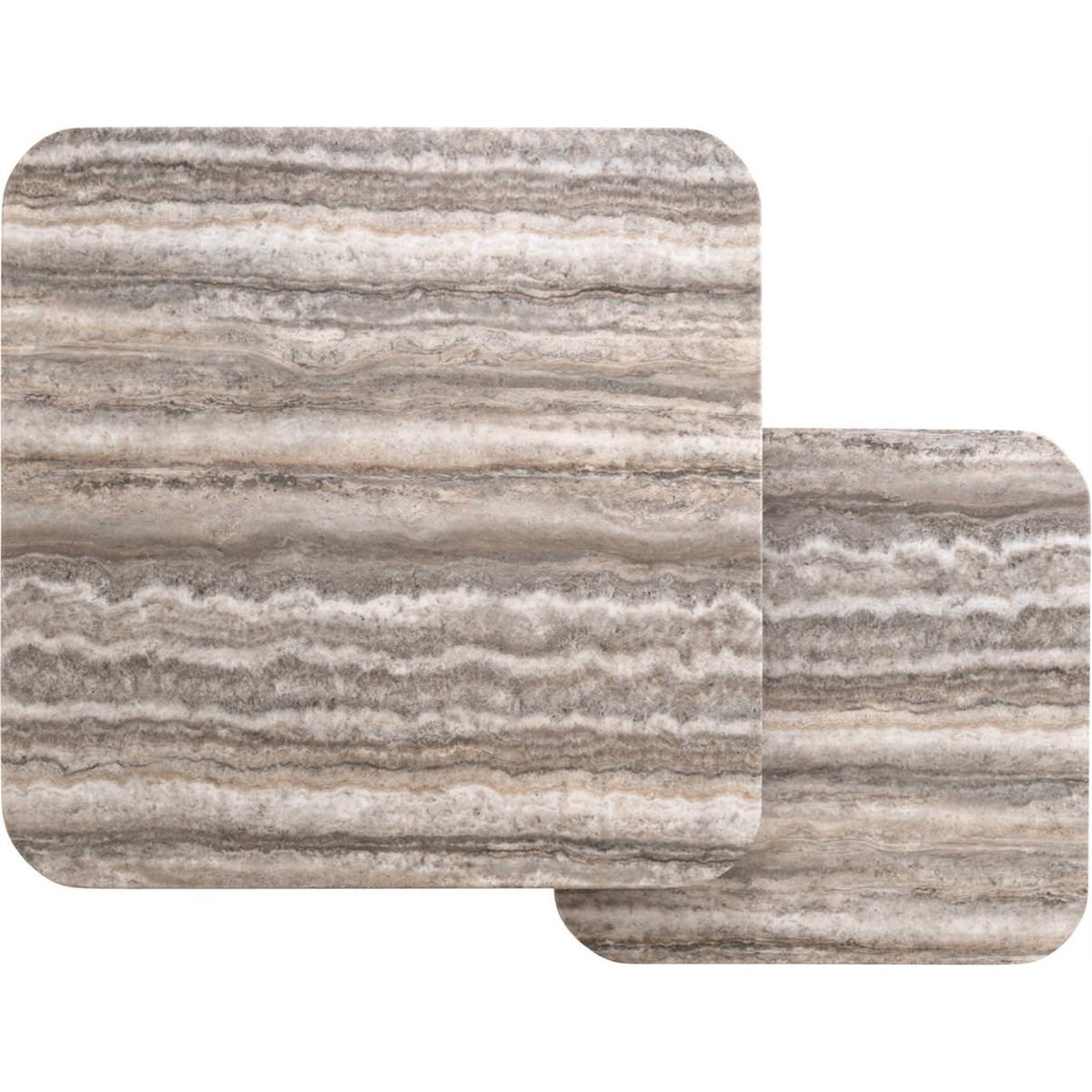Table basse en marbre DULCE, Lot de 2 gris effet travertin, RECOLLECTION