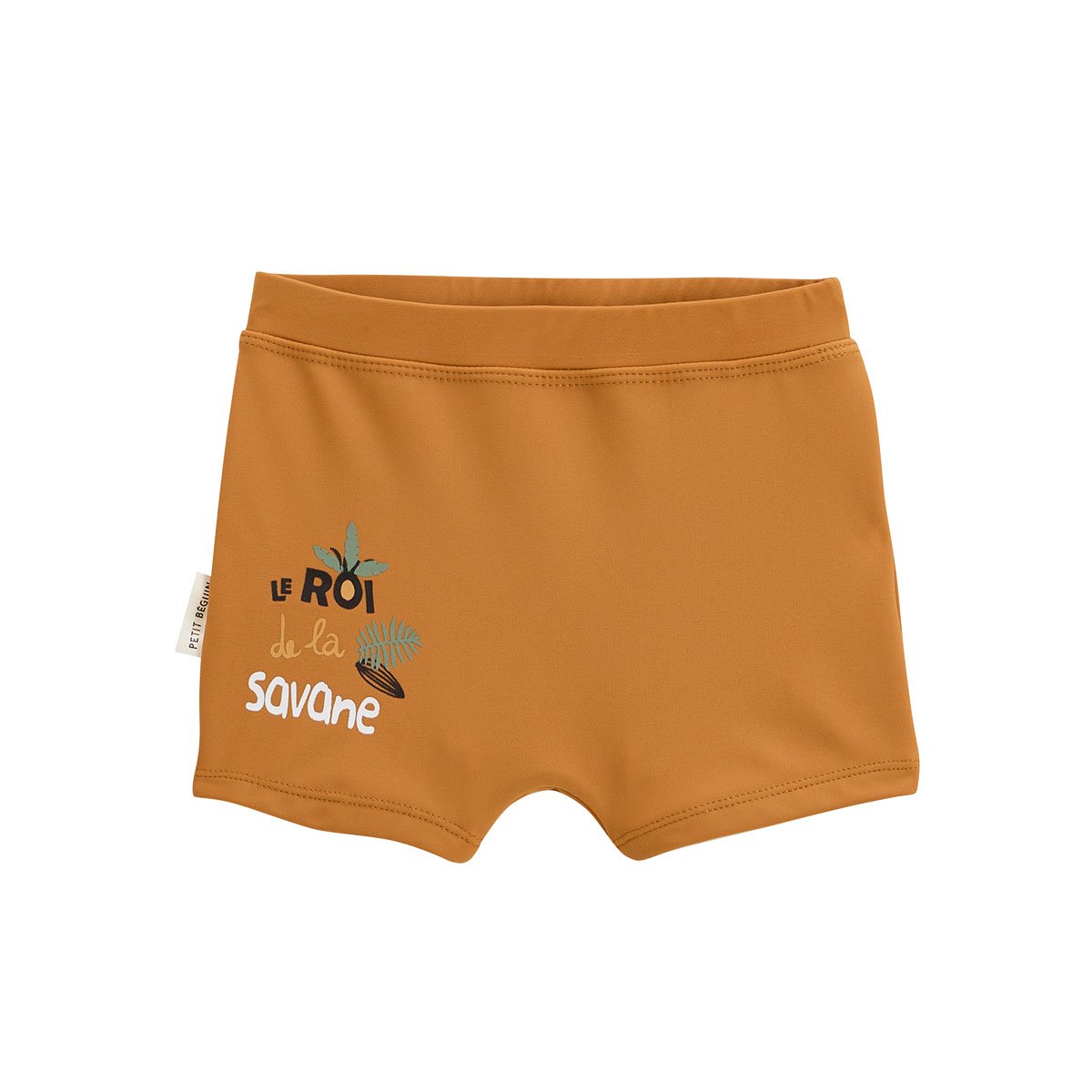 Maillot de bain bébé 2 pièces t-shirt de protection UV et boxer Mio camel, PETIT BEGUIN